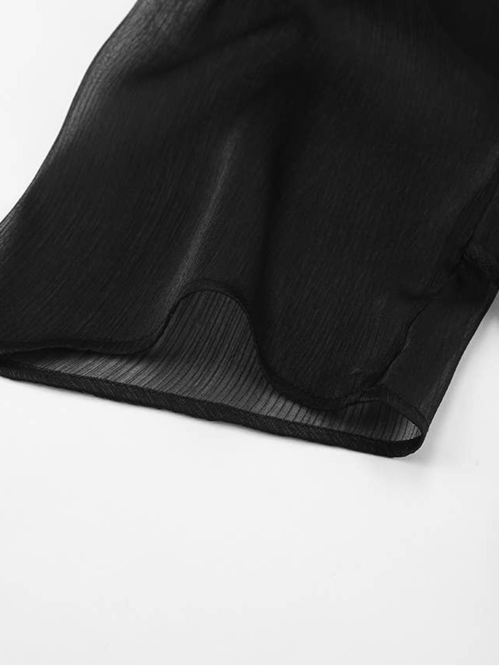 Sheer Black Button-Up Women's Blouse - Picture 6 of 8